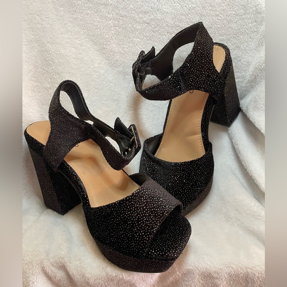 Torrid black and rainbow sparkle heels 3 inch heels